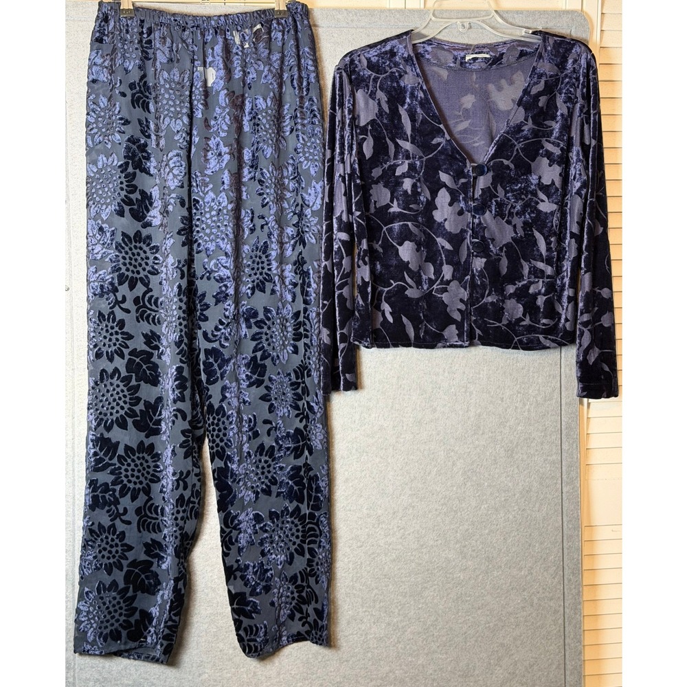 Vintage 8 Petite Navy Blue Burnout Velvet Floral Jacket Design Studio Spiegel